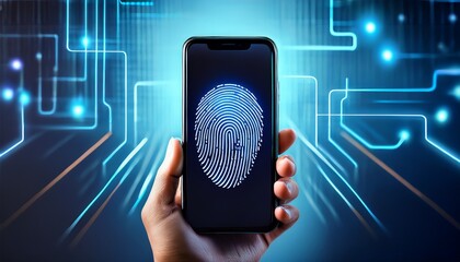 a closeup of a fingerprint scan on a smartphone screen a concept of biometric security data protection and digital identity