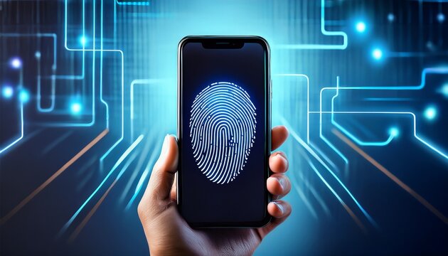 a closeup of a fingerprint scan on a smartphone screen a concept of biometric security data protection and digital identity