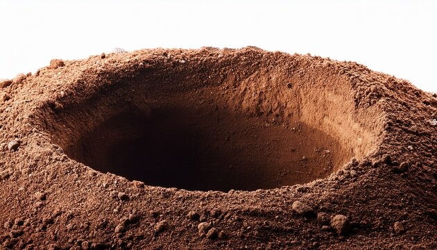 hole in ground isolated deep earth nature land surface texture dig pit burrow soil