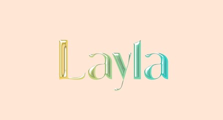 Layla name. Arabic latin Name illustration. Colorful gradient graphic vector typography with removable background. 3D Separate Arabian name.