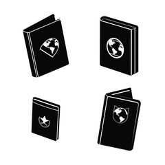 Passport Silhouette Icons Collection for Travel and Identification