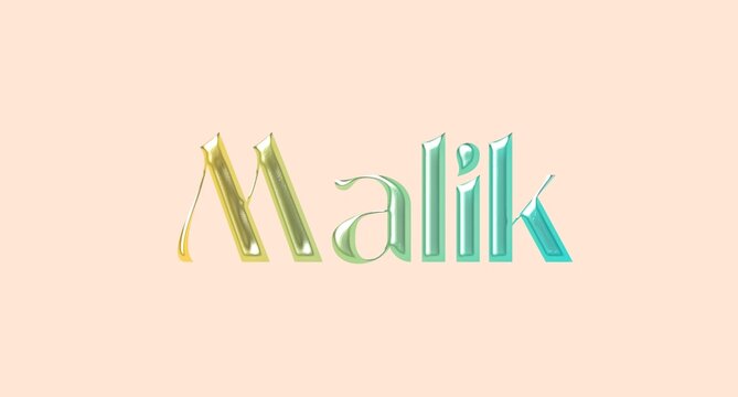 Malik name. Arabic latin Name illustration. Colorful gradient graphic vector typography with removable background. 3D Separate Arabian name.
