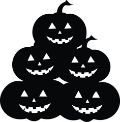  stack halloween pumpkin silhouette vector icon