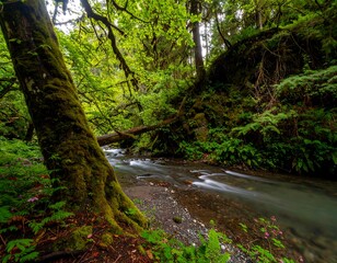 Fototapeta premium Lush rainforest creek