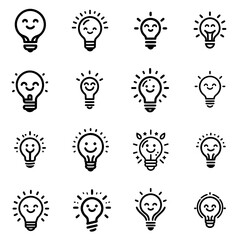 light bulb icons set compilation illustration vector files innovation happy light