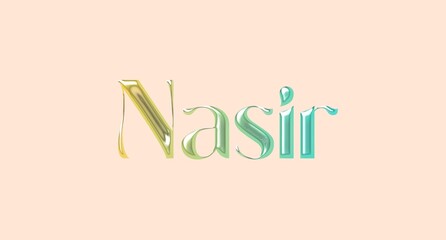 Nasir name. Arabic latin Name illustration. Colorful gradient graphic vector typography with removable background. 3D Separate Arabian name.