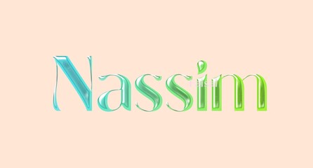 Nassim name. Arabic latin Name illustration. Colorful gradient graphic vector typography with removable background. 3D Separate Arabian name.