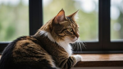cat sitting by the window