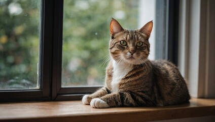 cat sitting by the window