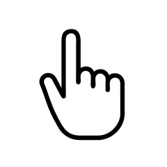 Hand gesture pointing upward in simple outline style  