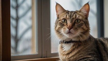 cat sitting by the window