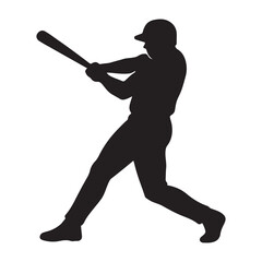Baseball Player Hitting Ball Icon Silhouette Vector Illustration