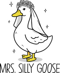 Mrs Silly Goose Couple Matching Wedding Funny T-shirt Design