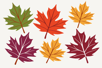 Obraz premium A beautiful collection of colorful autumn leaves, including maple and oak, in a seamless vector pattern