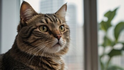 cat sitting by the window