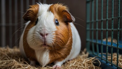 guinea pig sitting in a cage