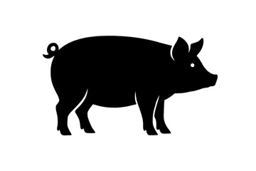 Design a black silhouette of a Pig white background clean vector shape