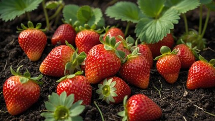 strawberries growing on the ground