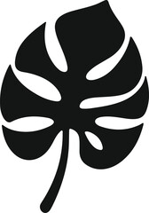 Silhouette Style Vector Monstera Leaf Logo Design Icon – Minimal Tropical Plant Symbol for Nature, Botanical, Eco-Friendly, Interior, or Spa Branding, Elegant Monochrome Leaf Graphic for Print, Web, a