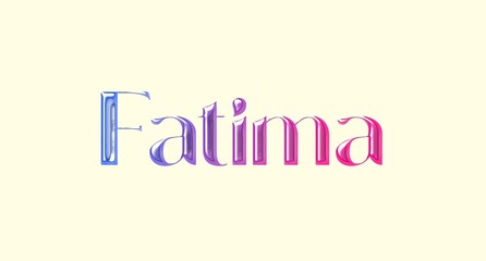 Fatima name. Arabic latin Name illustration. Colorful gradient graphic vector typography with removable background. 3D Separate Arabian name.