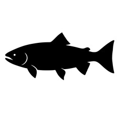 Obraz premium Design a black silhouette of a Steelhead Salmon white background clean vector shape