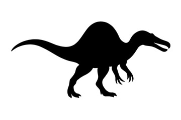 Design a black silhouette of a Suchomimus white background clean vector shape