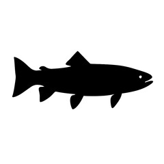 Obraz premium Design a black silhouette of a Taimen Fish white background clean vector shape