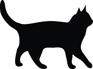 Cat silhouette walking against a white background vector illustration scene.