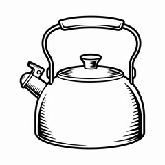 kettle, teapot, boiling, stovetop, vintage, classic, tea, water, kitchen, cookware, handle, spout, whistle, lid, metal, steam, pot, utensil, retro, home, appliance, cooking, gas, ceramic, enamel, trad