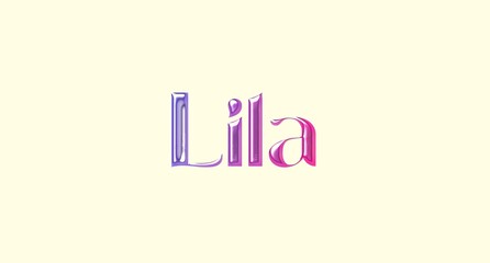 Lila name. Arabic latin Name illustration. Colorful gradient graphic vector typography with removable background. 3D Separate Arabian name.