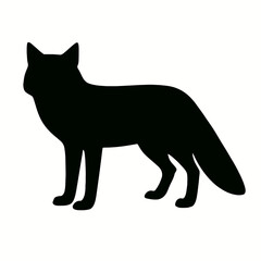 Design a black silhouette of a Tibetan Fox white background clean vector shape