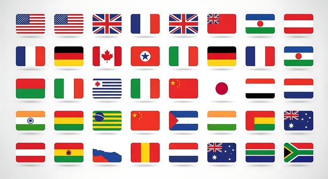 Flags of the world vector icons collection international country symbols set