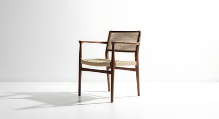 Fototapeta premium Shop mid century modern chair danish cord seat wood frame furniture online now