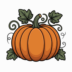 pumpkin, icon, autumn, harvest, vegetable, Halloween, Thanksgiving, orange, fall, gourd, seasonal, plant, squash, food, farming, nature, festive, vine, leaf, organic, decoration, cartoon, garden, fres