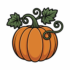 pumpkin, icon, autumn, harvest, vegetable, Halloween, Thanksgiving, orange, fall, gourd, seasonal, plant, squash, food, farming, nature, festive, vine, leaf, organic, decoration, cartoon, garden, fres