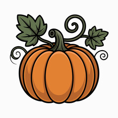 pumpkin, icon, autumn, harvest, vegetable, Halloween, Thanksgiving, orange, fall, gourd, seasonal, plant, squash, food, farming, nature, festive, vine, leaf, organic, decoration, cartoon, garden, fres