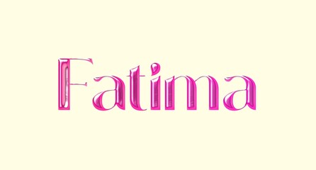 Fatima name. Arabic latin Name illustration. Colorful gradient graphic vector typography with removable background. 3D Separate Arabian name.