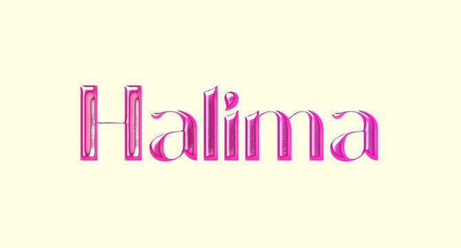 Halima name. Arabic latin Name illustration. Colorful gradient graphic vector typography with removable background. 3D Separate Arabian name.