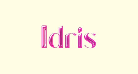 Idris name. Arabic latin Name illustration. Colorful gradient graphic vector typography with removable background. 3D Separate Arabian name.