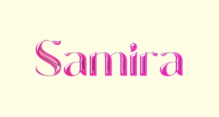 Samira name. Arabic latin Name illustration. Colorful gradient graphic vector typography with removable background. 3D Separate Arabian name.