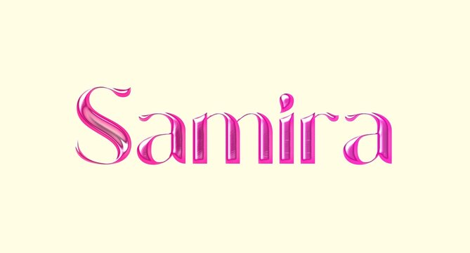 Samira name. Arabic latin Name illustration. Colorful gradient graphic vector typography with removable background. 3D Separate Arabian name.