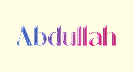 Abdullah name. Arabic latin Name illustration. Colorful gradient graphic vector typography with removable background. 3D Separate Arabian name.