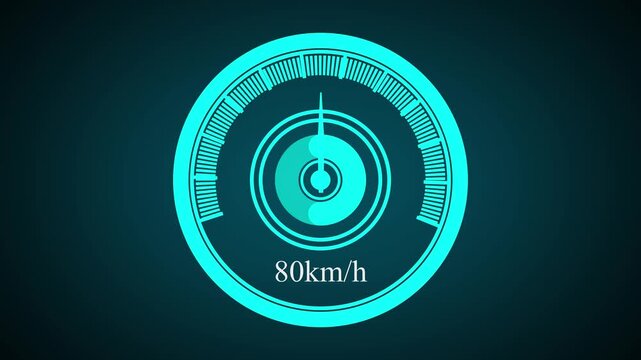 speedometer display mph Speedometer going to max speed and then slow down to zero. Extremely fast driving, car speedometer showing acceleration, speed meter animation, speed test. 