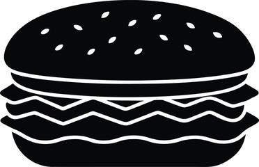 Barbecue Sandwich Silhouette Vector Art Illustration
