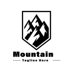 Black Mountain Nature with River Circle Vintage Company Logo Stamp