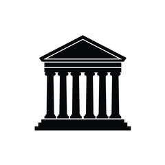 Fototapeta premium Classic greek building facade with columns and pediment silhouette