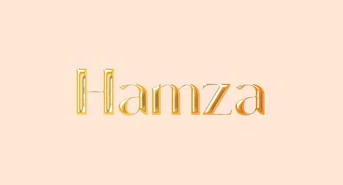 Hamza name. Arabic latin Name illustration. Colorful gradient graphic vector typography with removable background. 3D Separate Arabian name.