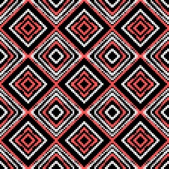 Vibrant tribal inspired pattern with geometric diamond shapes for modern textile or wallpaper designs