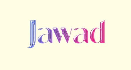 Jawad name. Arabic latin Name illustration. Colorful gradient graphic vector typography with removable background. 3D Separate Arabian name.