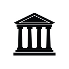 Obraz premium Classic greek building with columns and pediment silhouette